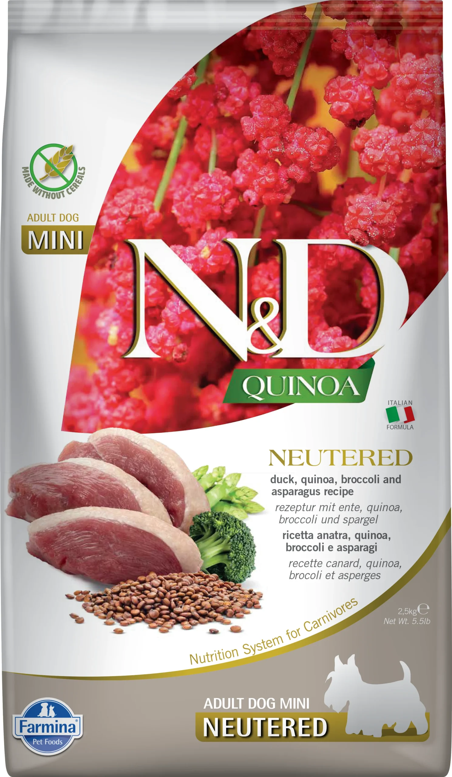 Farmina N&D Quinoa Sans Grains Chien Stérilisé Canard & Brocoli Mini