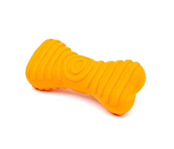 Bud'Z Jouet En Latex Avec "Squeaker" Pour Chien Os Orange 11Cm